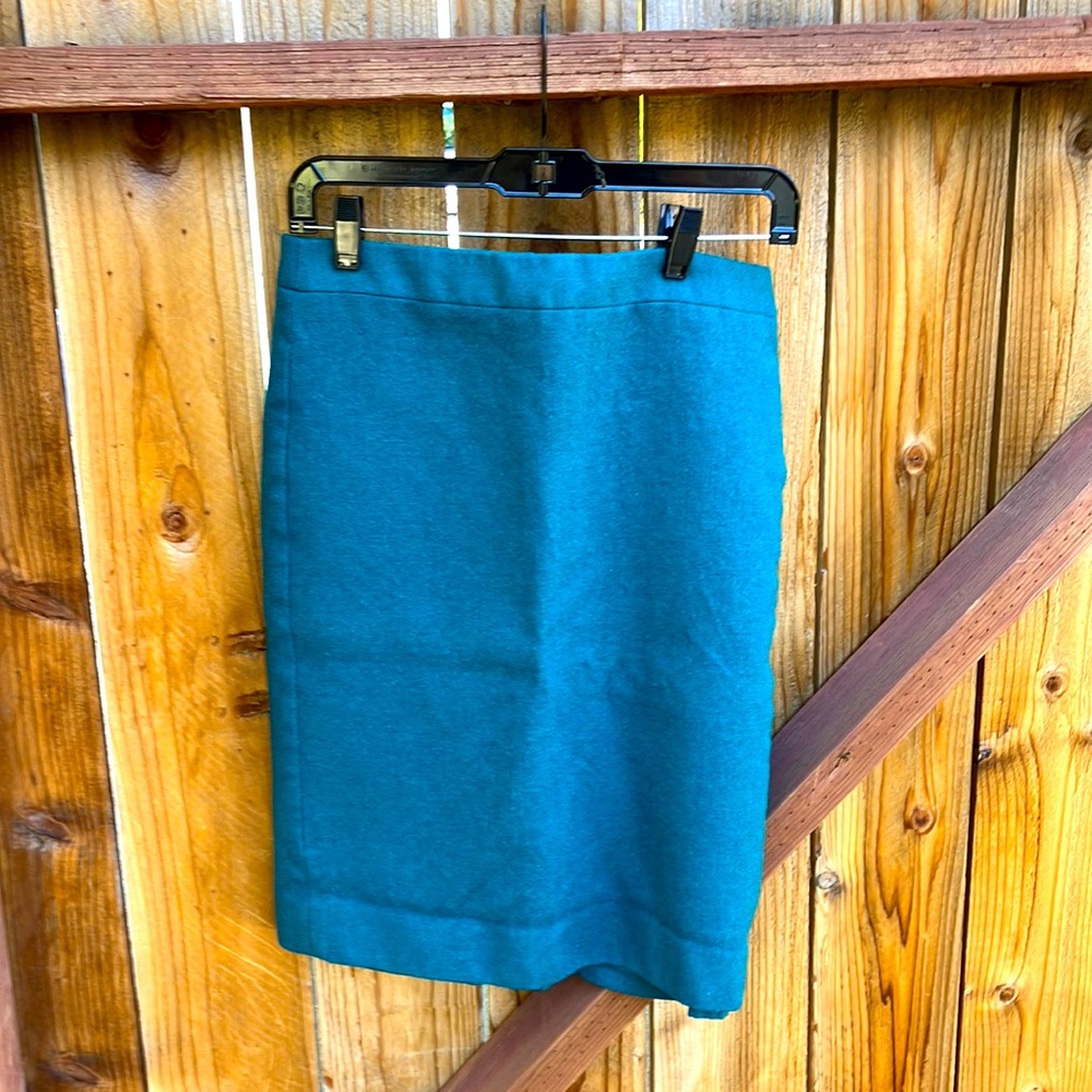 Emerald green wool J. Crew pencil skirt